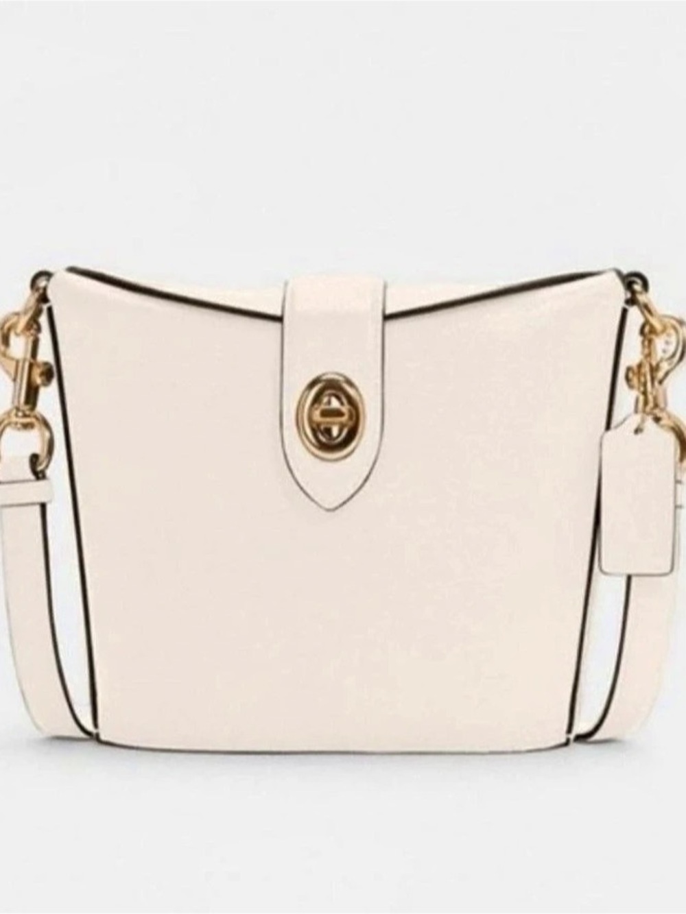 Coach Addie Turnlock Crossbody C2814 Chalk Pebble Leather Gold